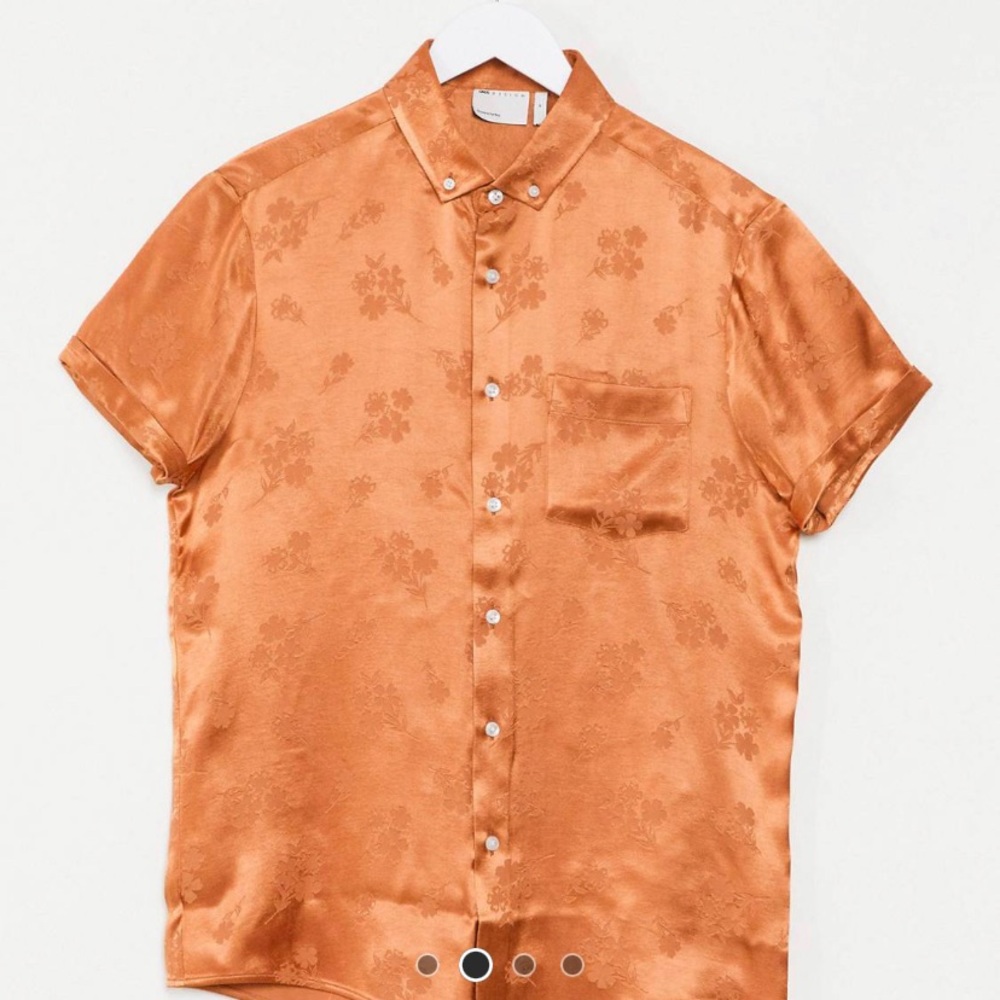 ASOS Regular Fit Shirt in Orange Floral Jaquard